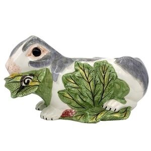 Vintage Majolica Italian Bunny Rabbit Ceramic Planter
